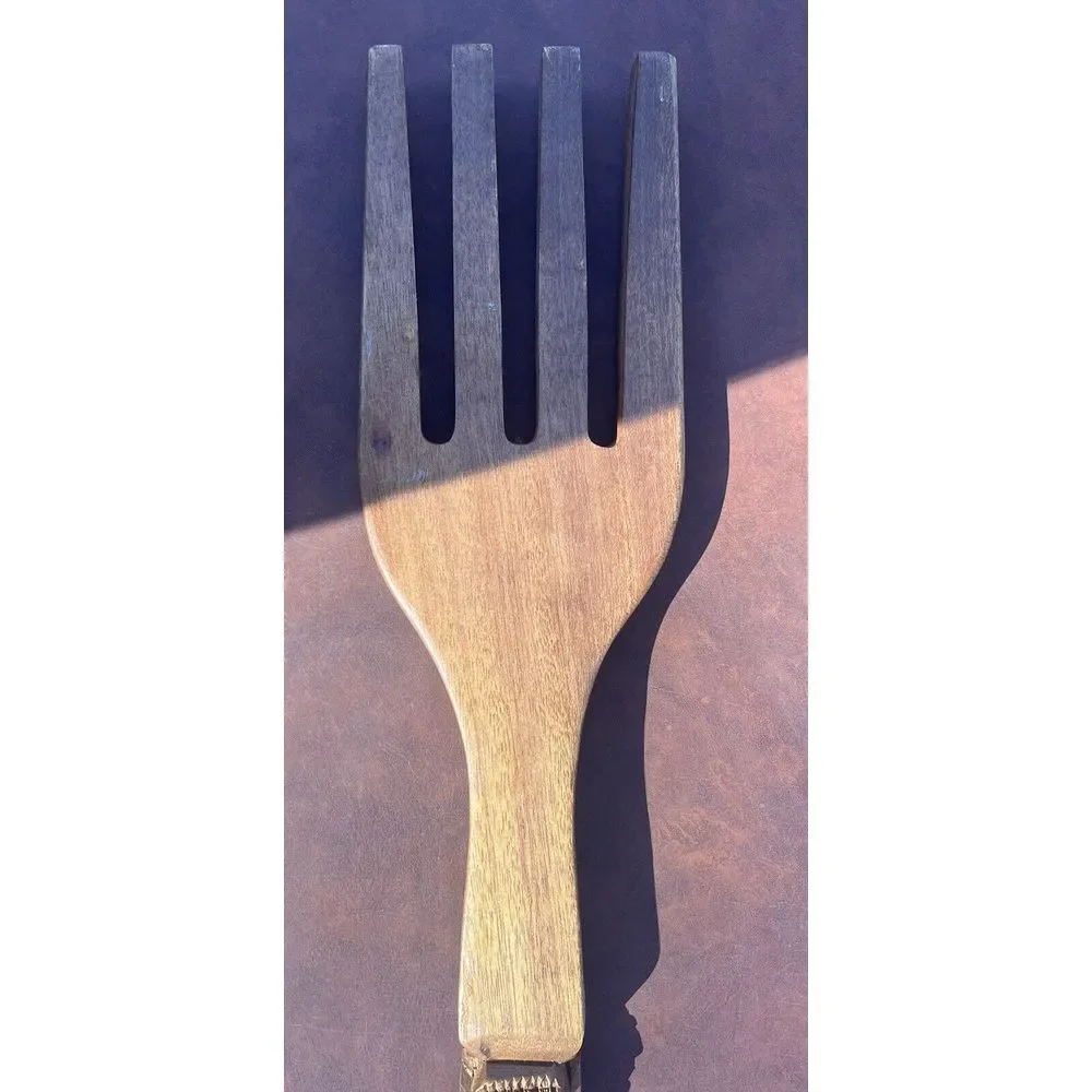 Vintage DeVille XL Hand Carved Wood Tiki Fork Spoon Knife Wall‎ Decor